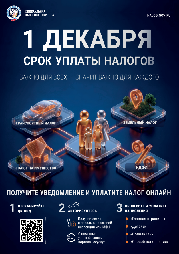 Уплата налогов до 1 декабря 